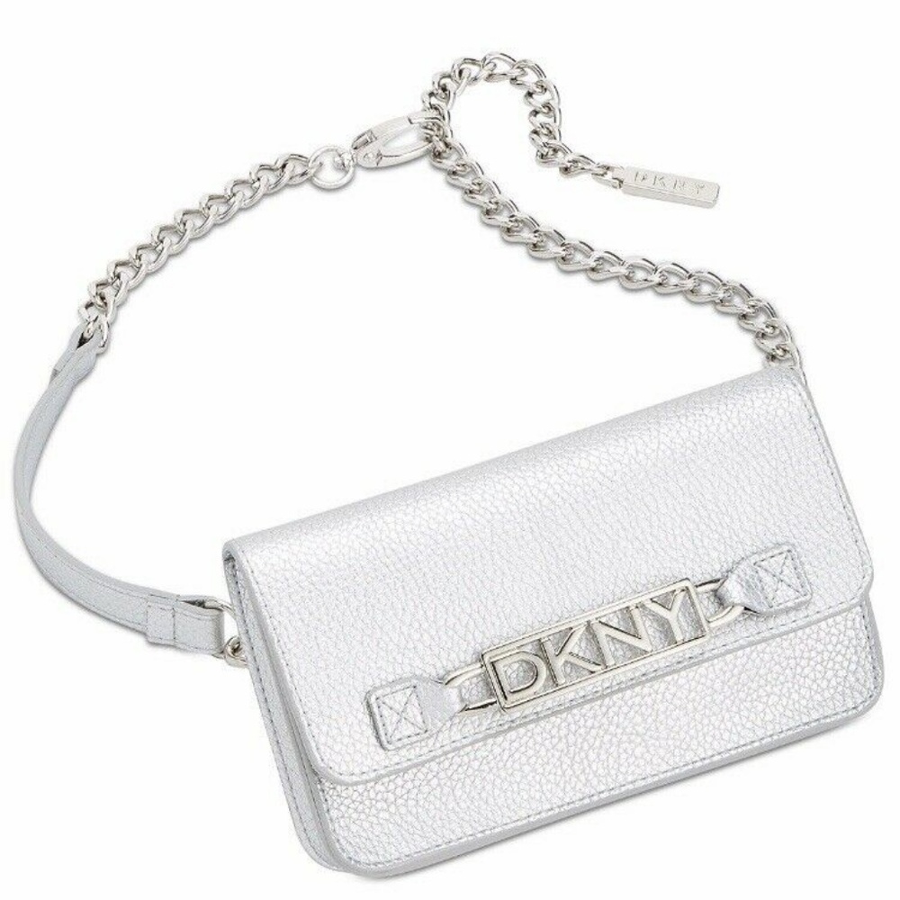 Used DKNY AUTHENTIC WOMEN'S SILVER CHAIN FANNY PACK
